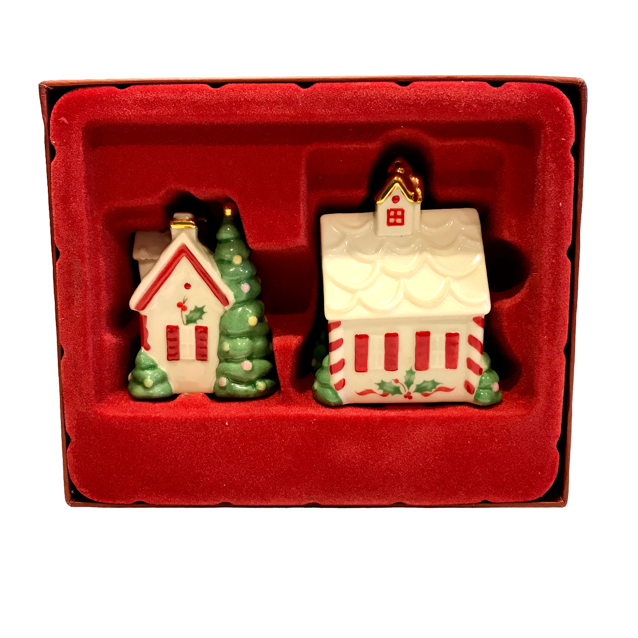 Lenox Holiday Gingerbread Houses Salt and Pepper Shaker Set Christmas Decor Box