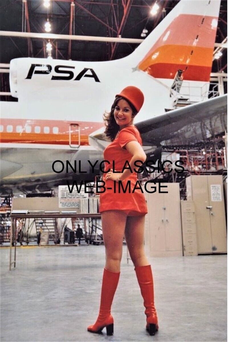 PSA AIRLINES SEXY STEWARDESS MOD UNIFORM FASHION 8X12 PHOTO JET AIRPLANE PINUP