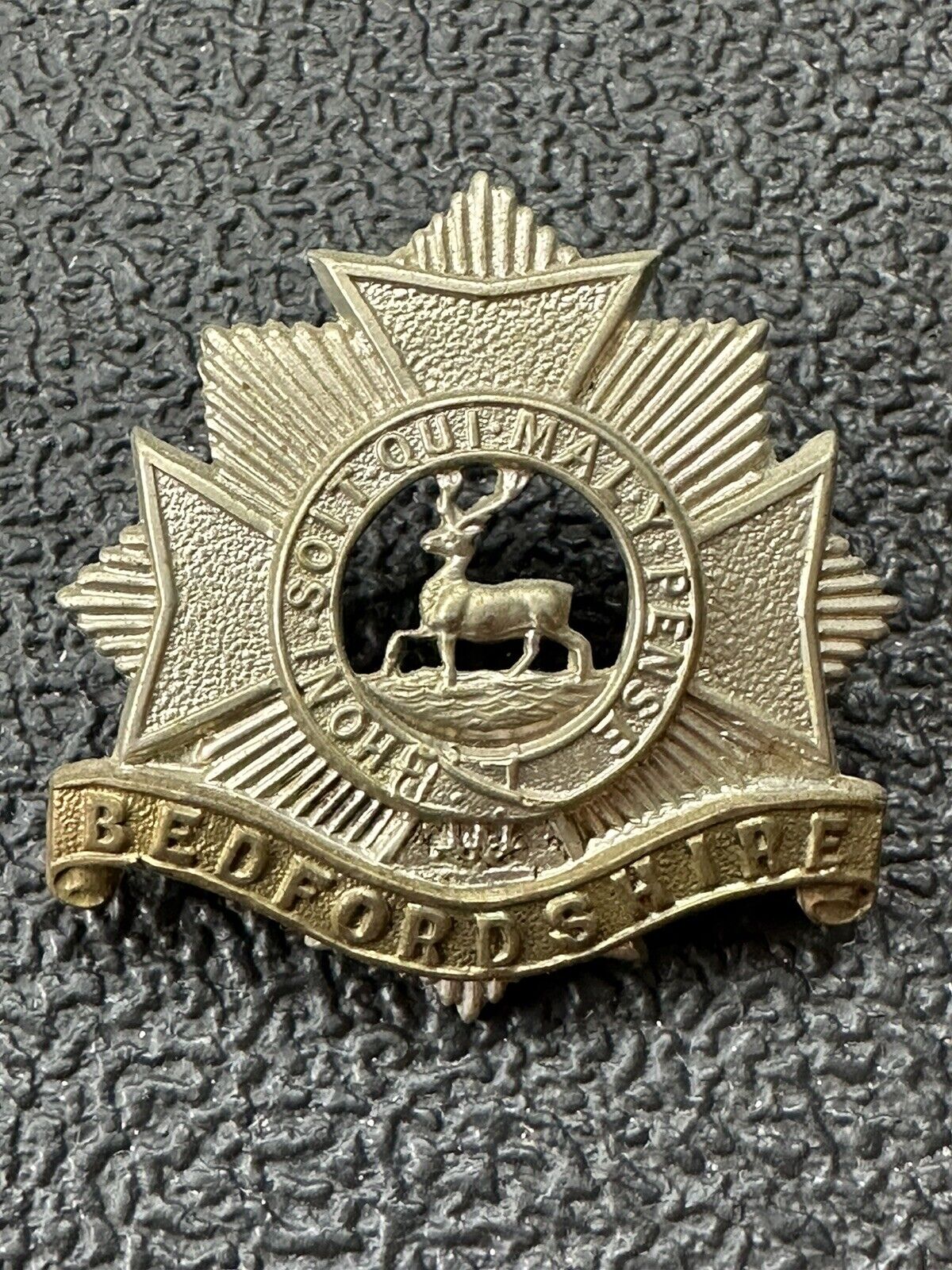 WW1 Bedfordshire and Hertfordshire Regiment Cap Badge 