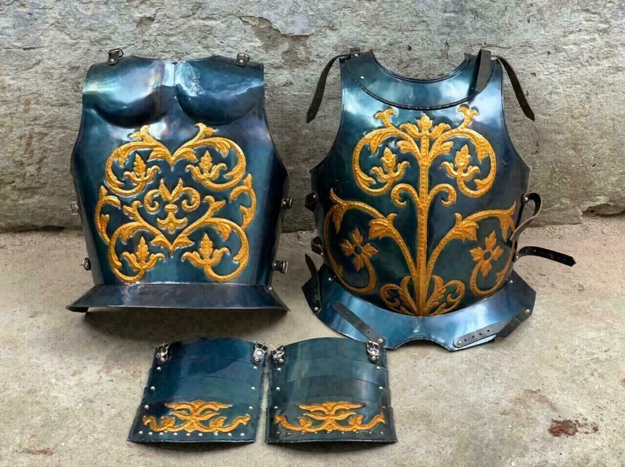 Medieval SCA LARP 18 Gauge Steel French Cuirass Full Embossed Knight Breastplate