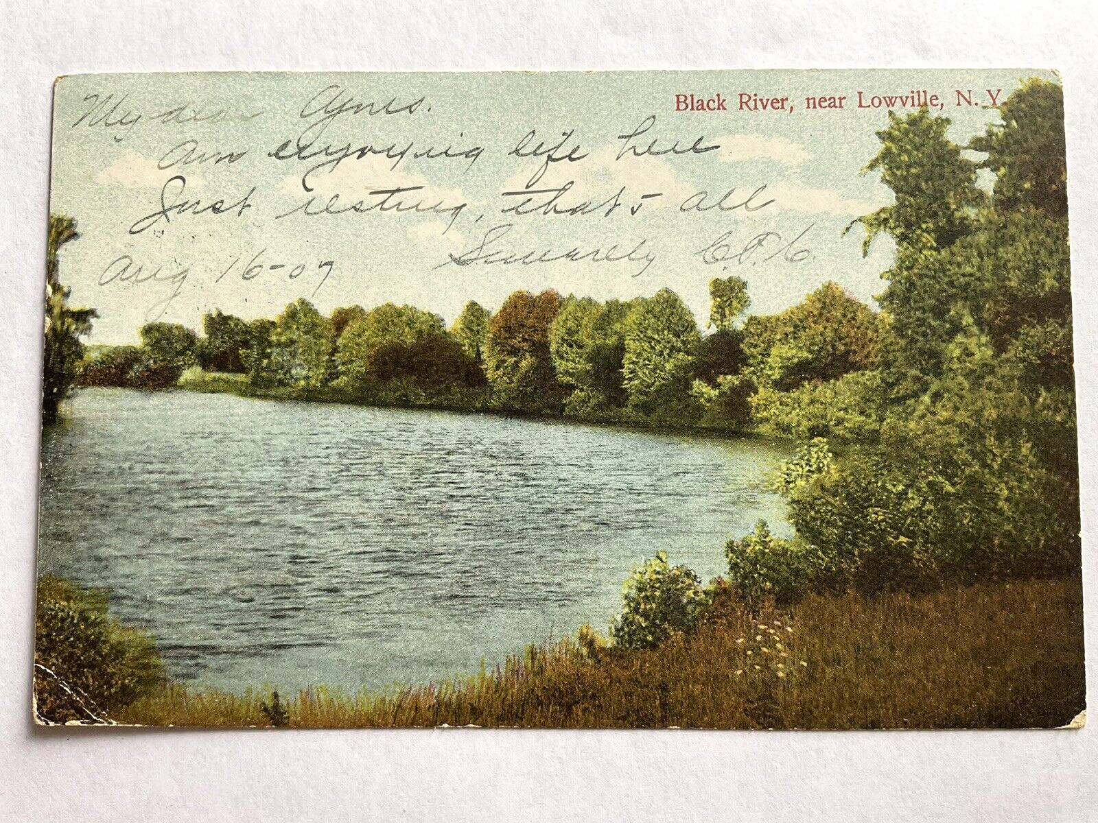 Lowville, New York Postcard Black River, 1907 Fort Ann