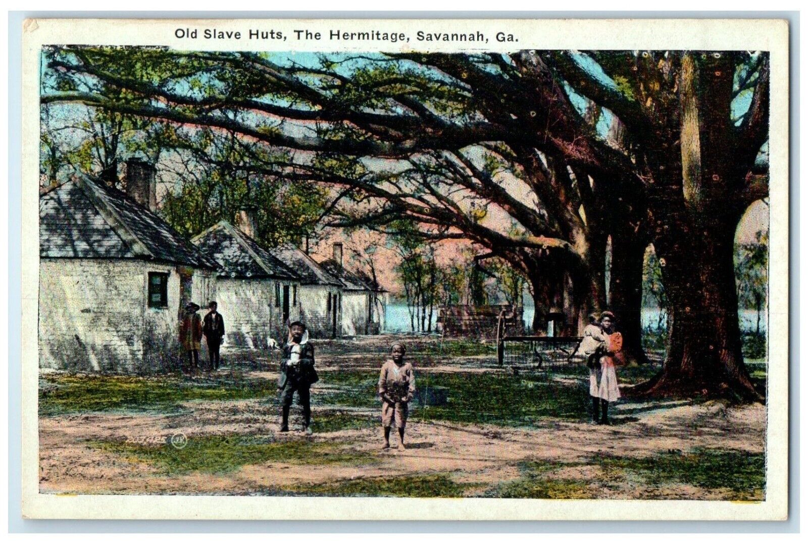 c1920 Old Slave Huts Hermitage Exterior View Savannah Georgia Vintage Postcard