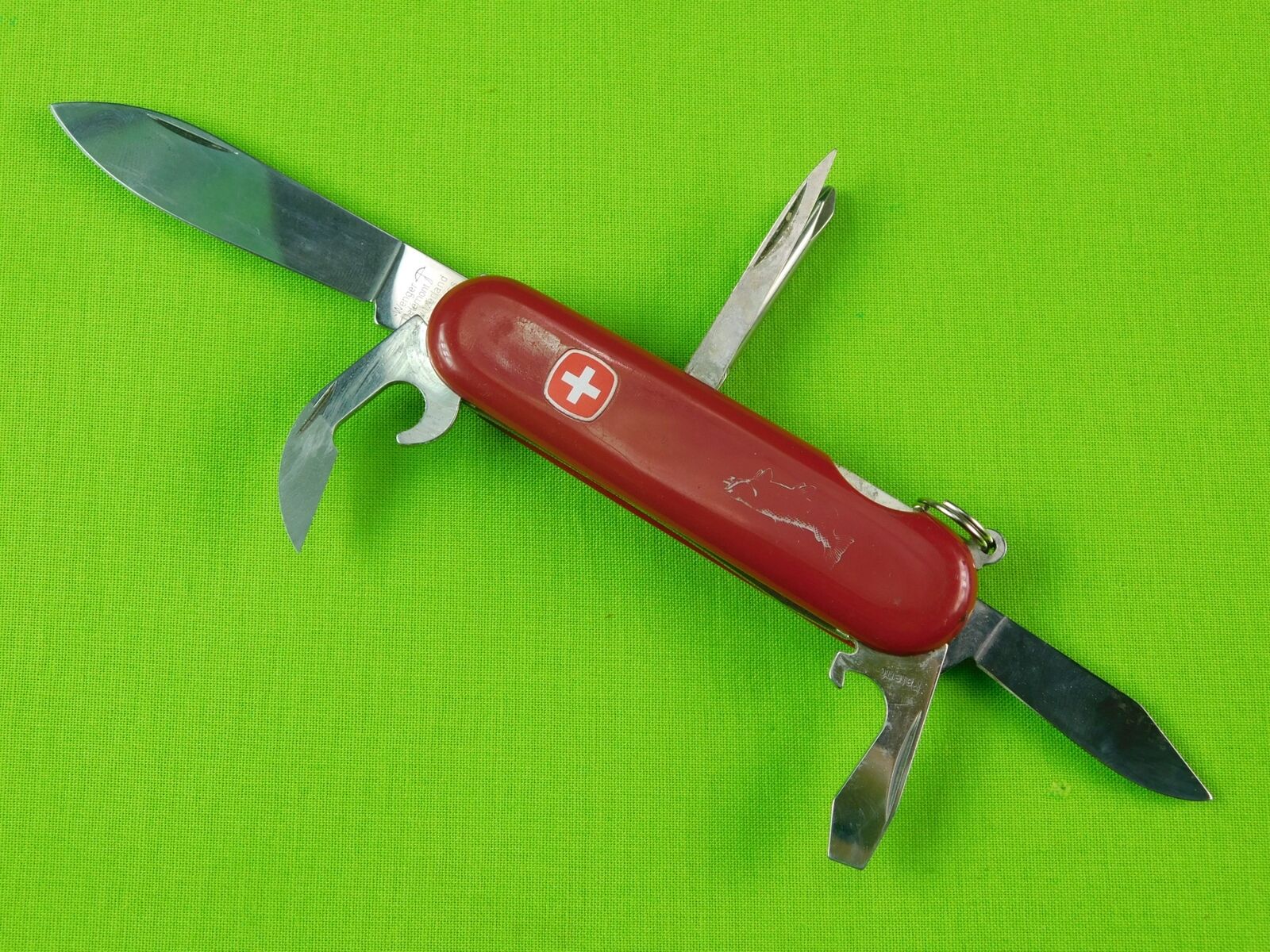 Vintage Wenger Delemont Swiss Army Multi Tool Fly Fisherman Folding Pocket Knife