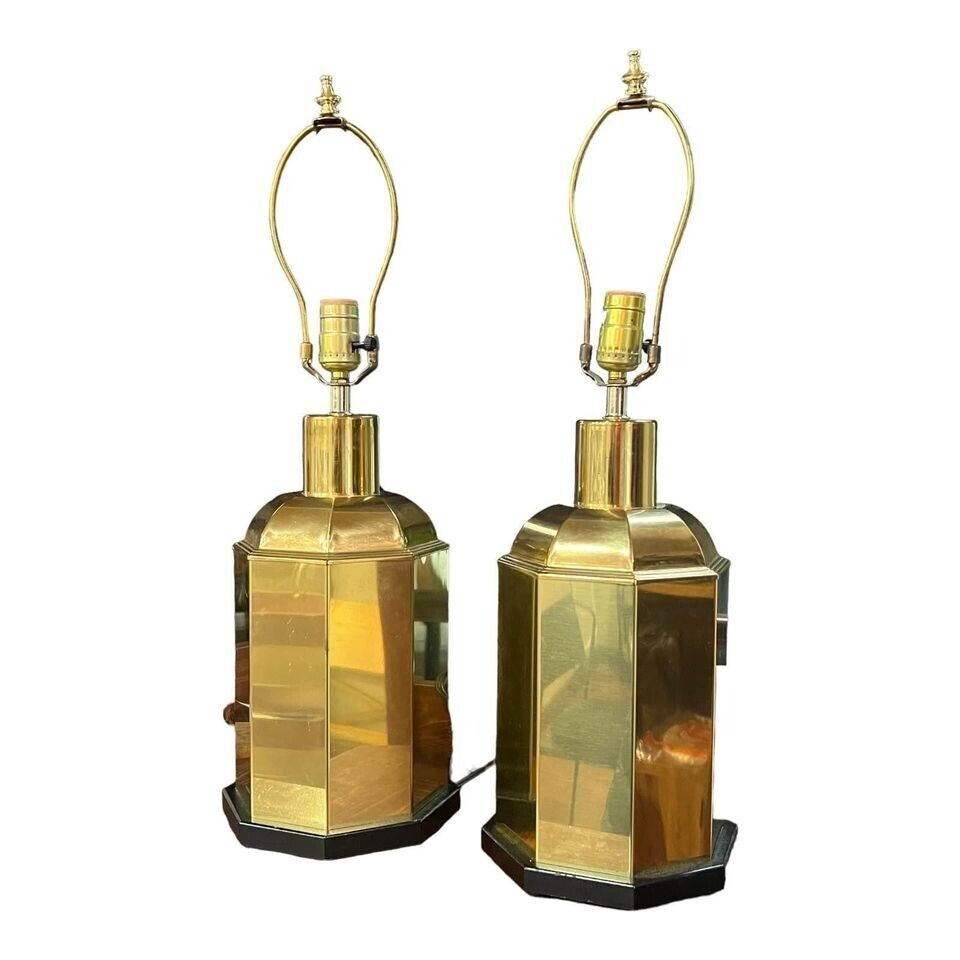 PAIR- VINTAGE ALSY BRASS TONE  TABLE LAMPS beautiful pieces
