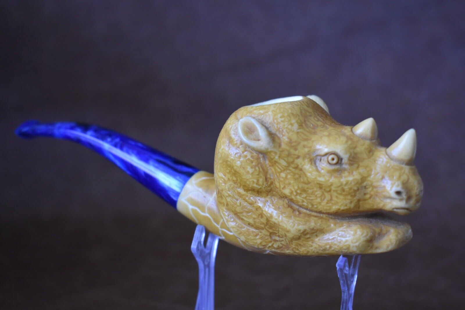 Rhino  Figure  pipe Handmade Block Meerschaum-NEW Custom Made CASE#879