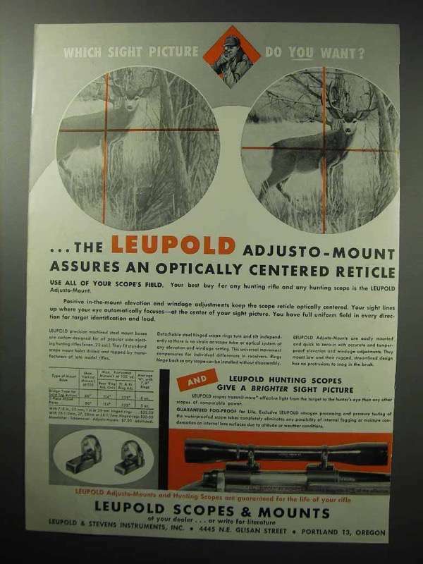 1955 Leupold Adjusto-Mount Ad - Which Sight Picture?