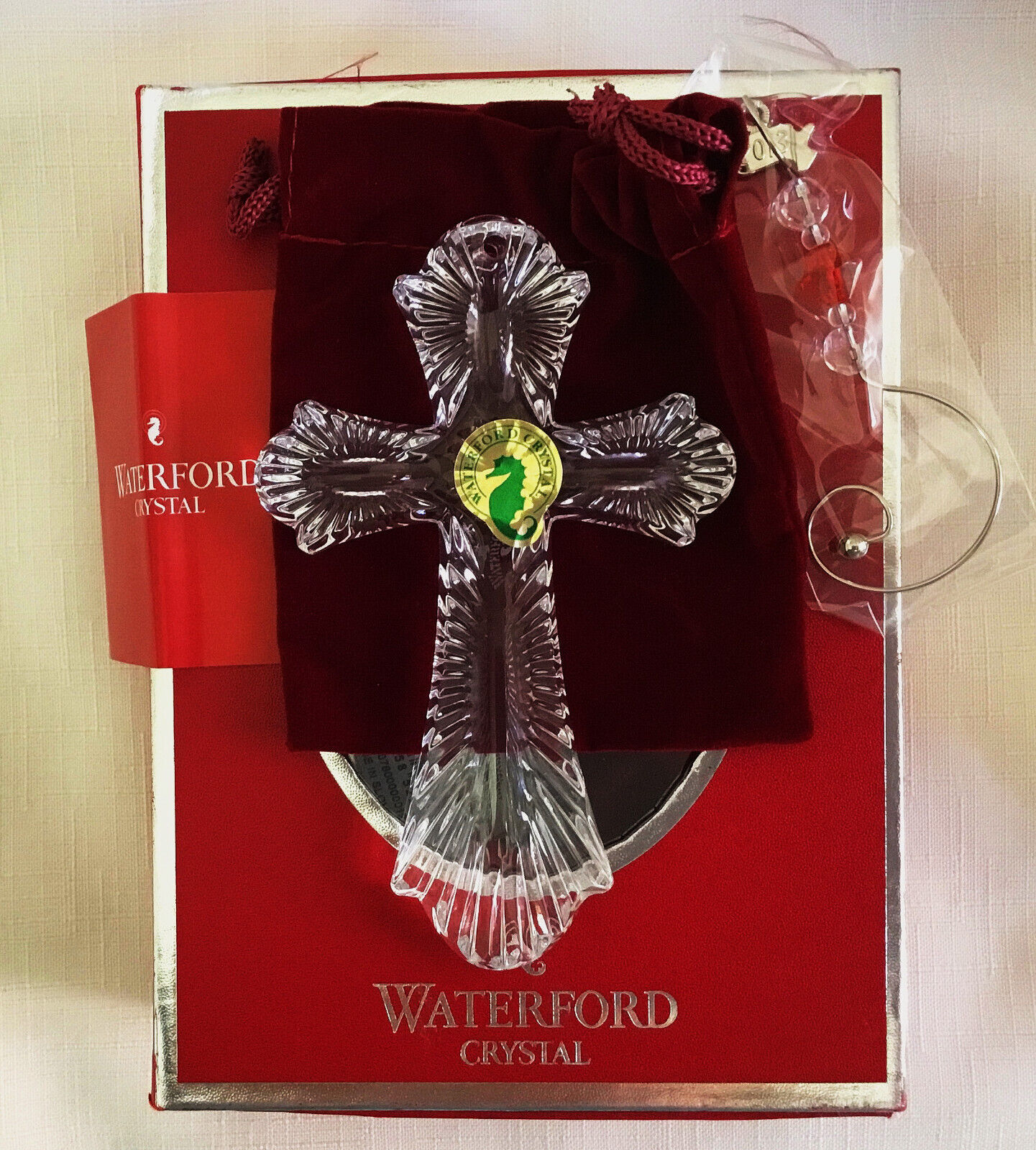 NIB Waterford Crystal - 2013 Annual Cross Ornament w/ Enhancer Contents