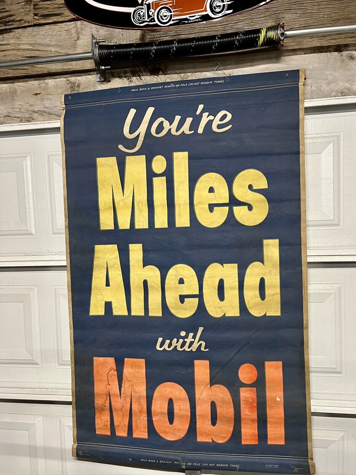 RARE “ Real Deal” Vintage Gas Station/ Gas Pump Mobil Canvas Advertising Banner