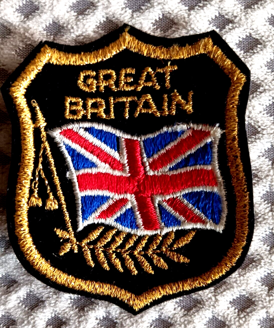 Great Britain Union Jack Flag Gold Thread Embroidered Patch