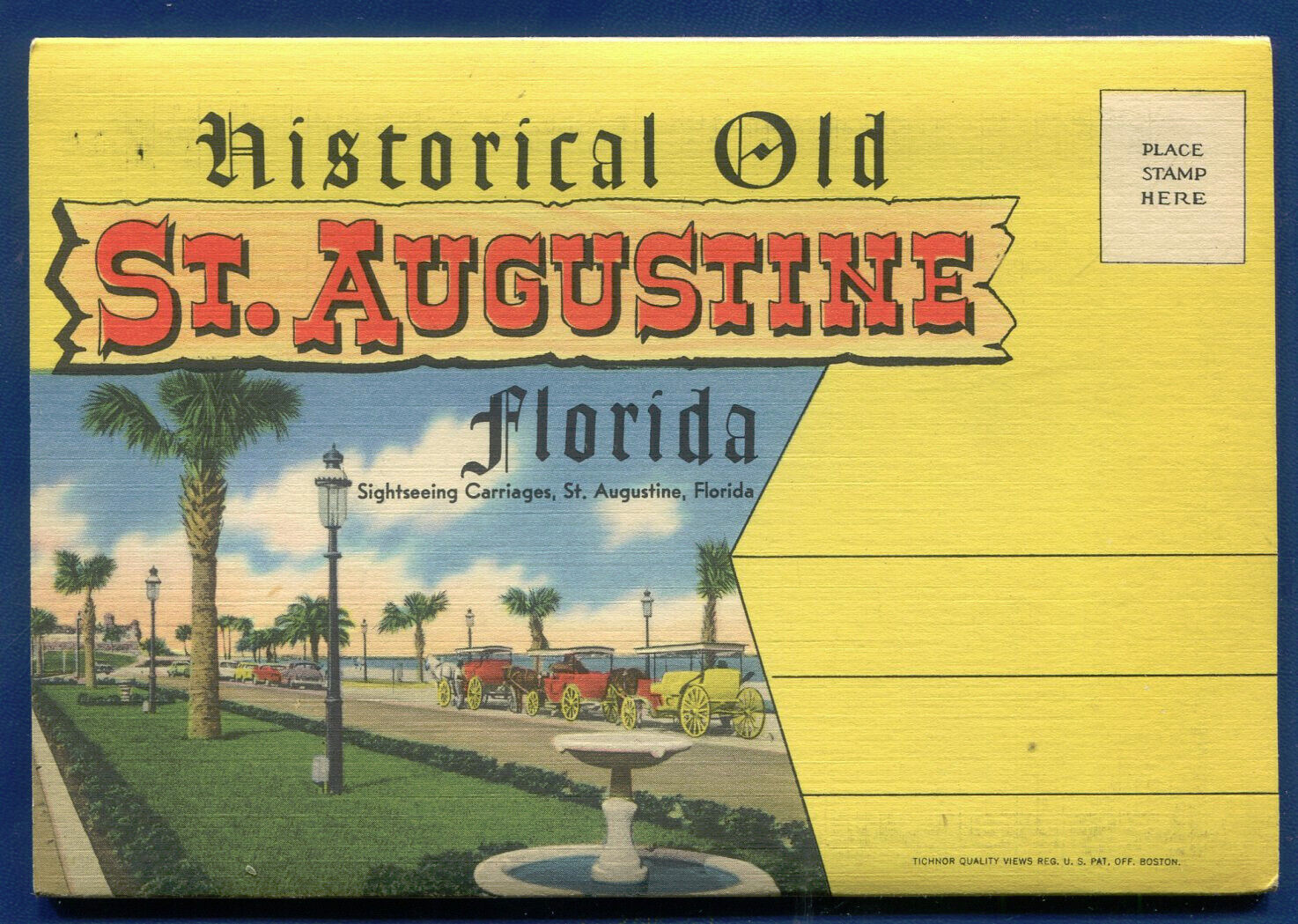 St Augustine Florida fl Old Historical postcard folder