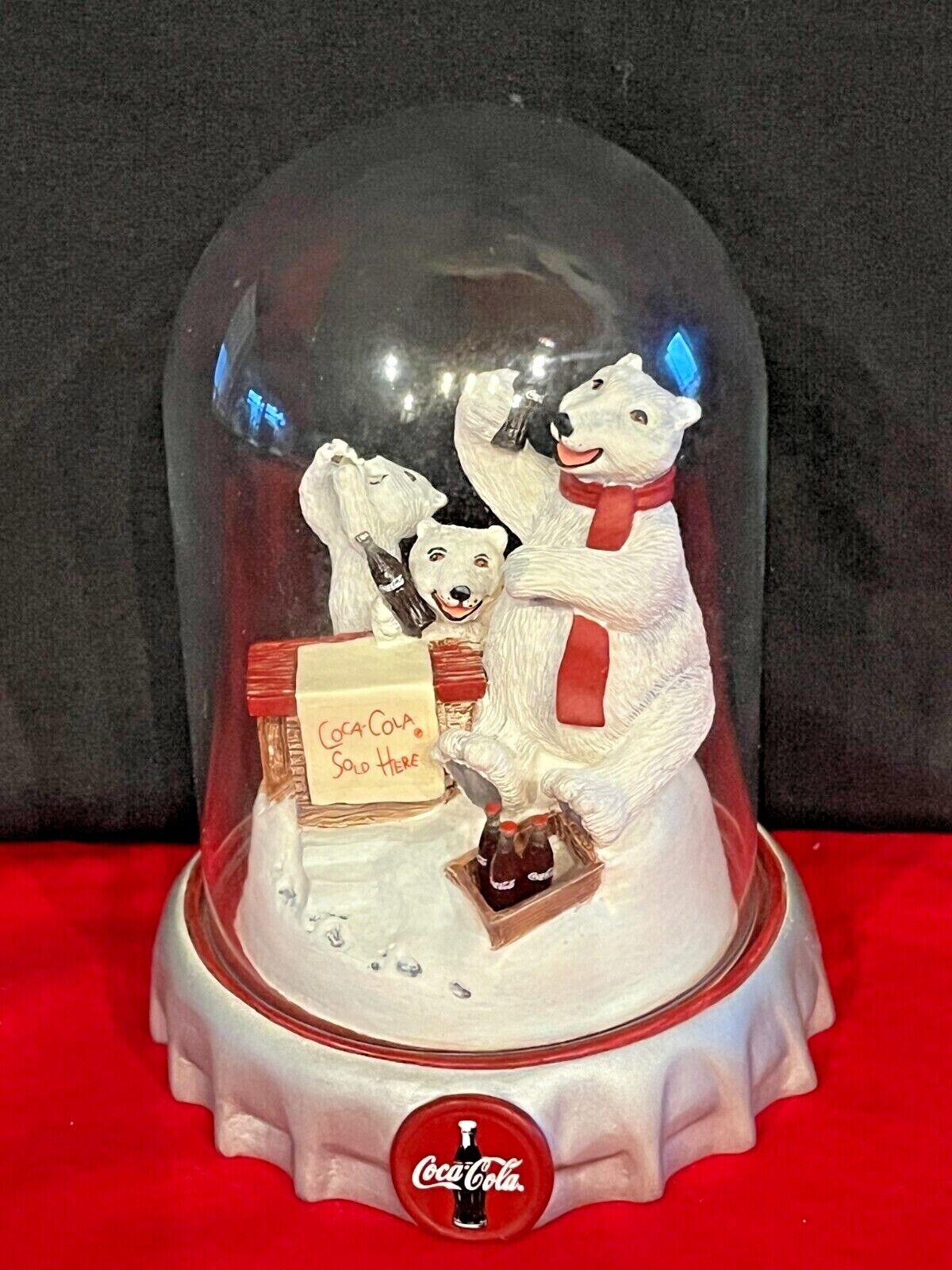 COCA-COLA POLAR BEARS UNDER GLASS DOME FRANKLIN MINT LIMITED EDITION 1996