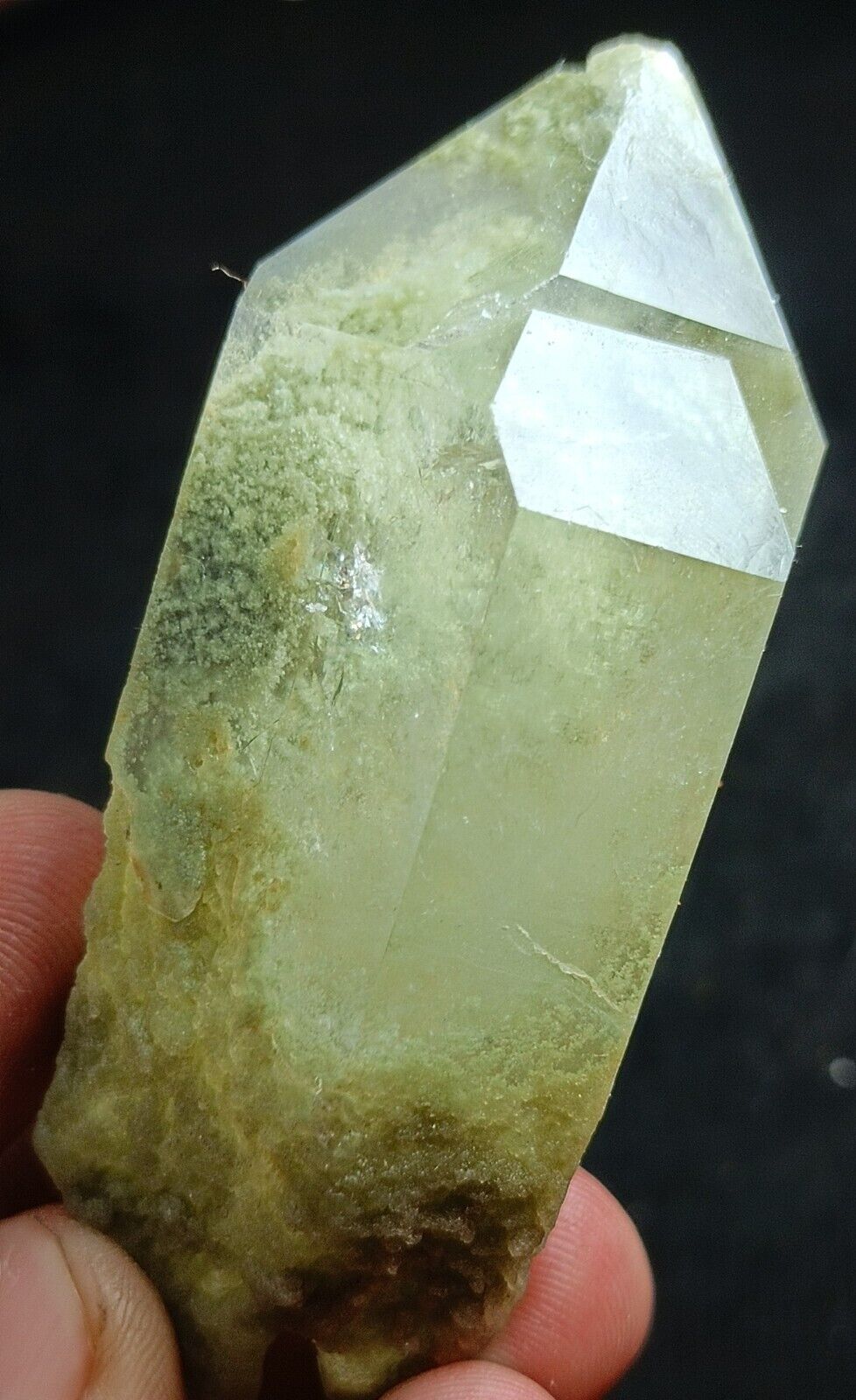 67g Rare Etched Chlorite Included Quartz Cluster With Very Unique Formation