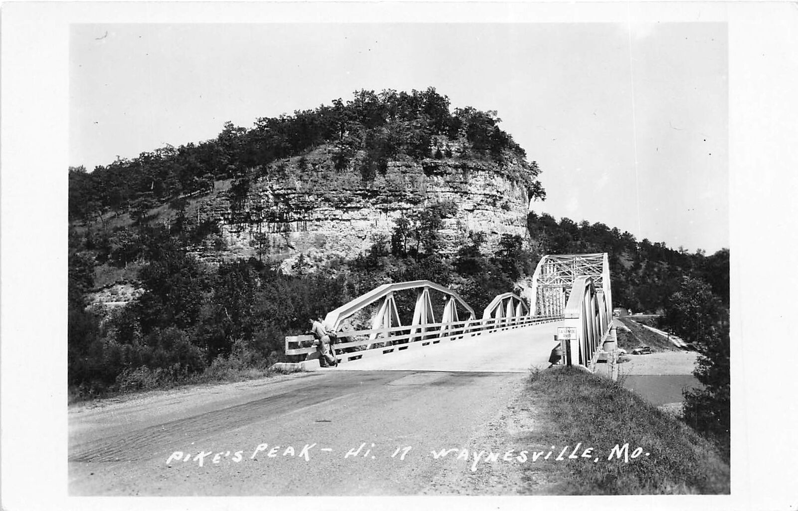 Waynesville Missouri 1950s RPPC Real Photo Postcard Pike\'s Peak Bridge