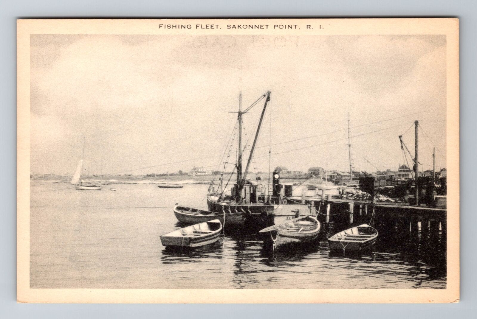 Sakonnet RI-Rhode Island Fishing Fleet  Vintage Souvenir Postcard