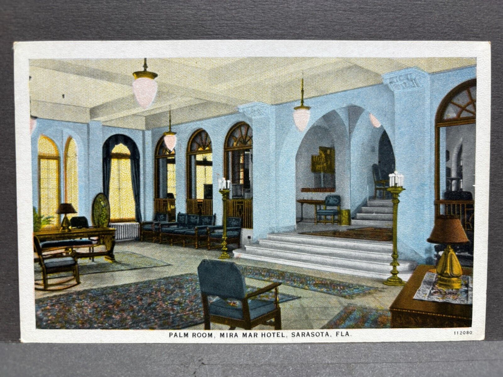 Postcard Palm Room, Mira Mar Hotel, Sarasota, Florida Indoor 1928