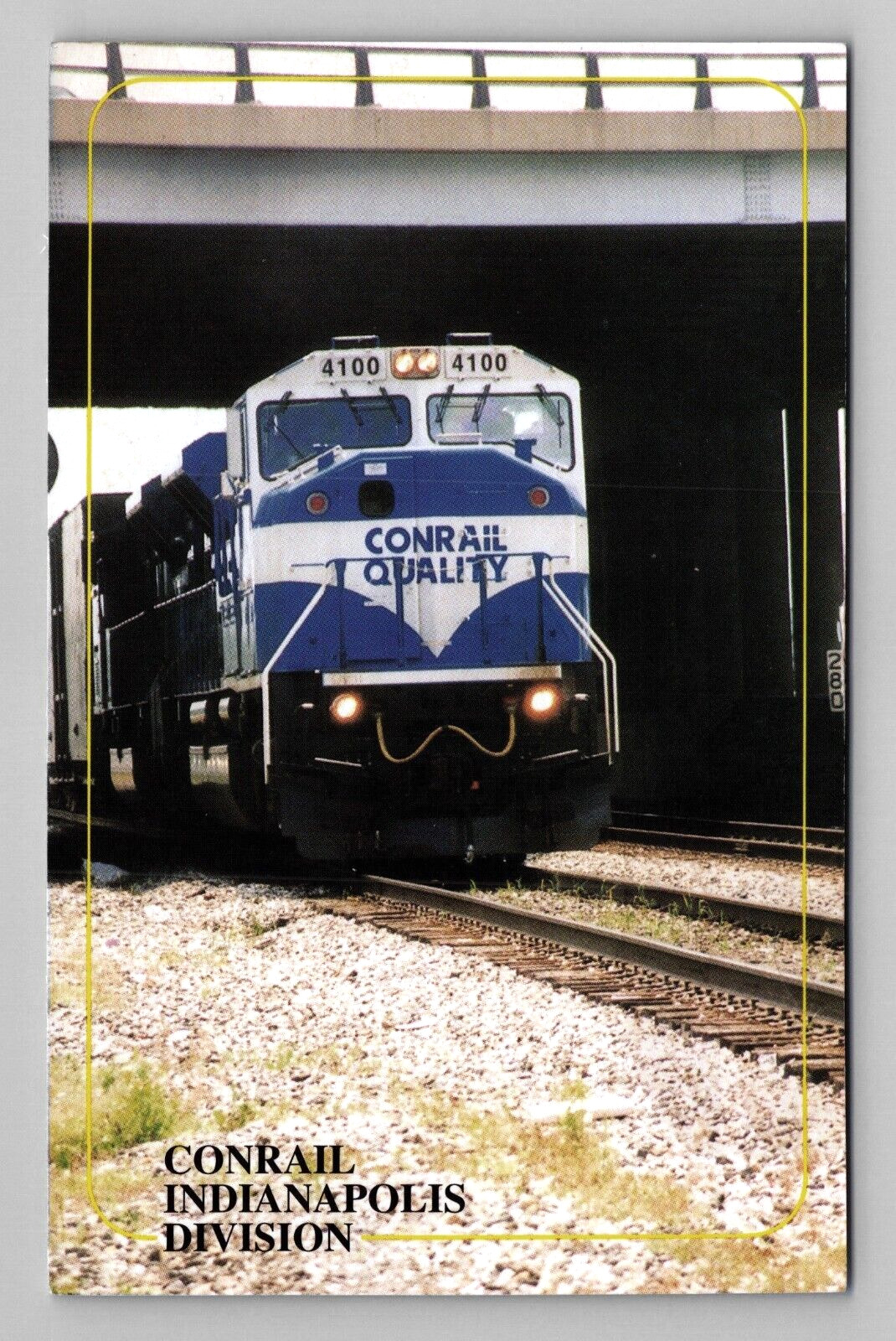 Postcard IN Train Locomotive No 4100 Conrail Track View Indianapolis Indiana