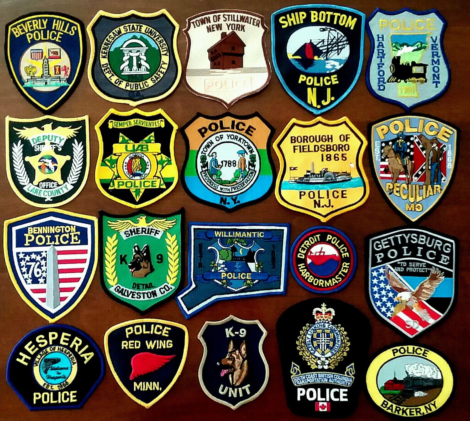 Lot of 20 different Police K9 University Sheriff Law Enforcement Patches