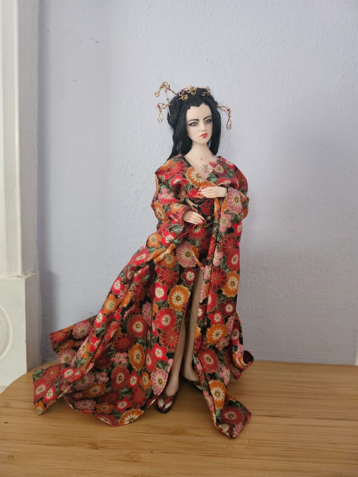 Vintage Artist Hand Sculpted Geisha Vampire Tatoo Doll