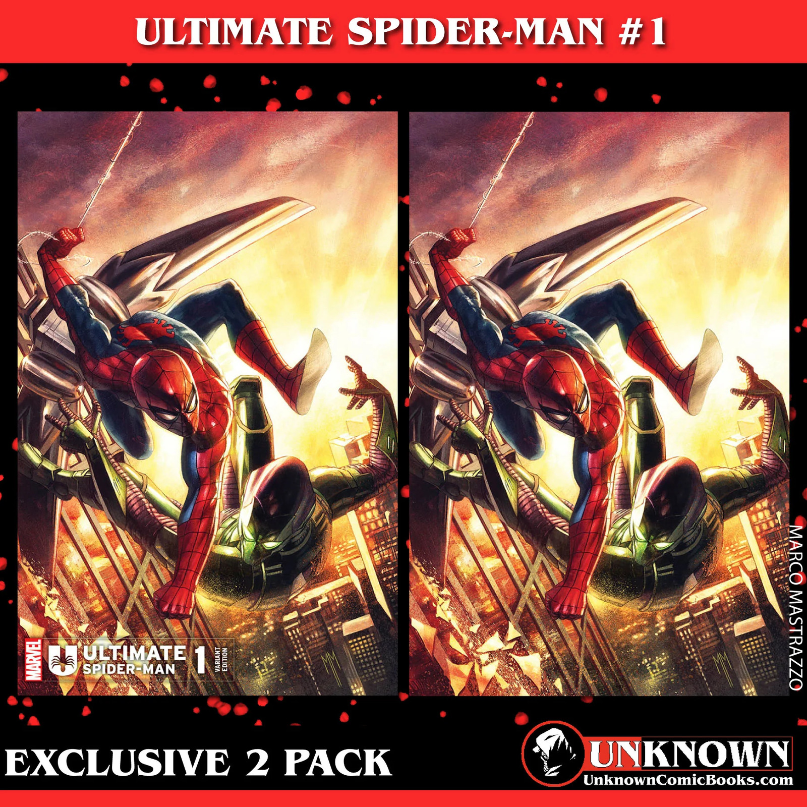 [2 PACK] ULTIMATE SPIDER-MAN #1 UNKNOWN COMICS MARCO MASTRAZZO EXCLUSIVE VAR (01