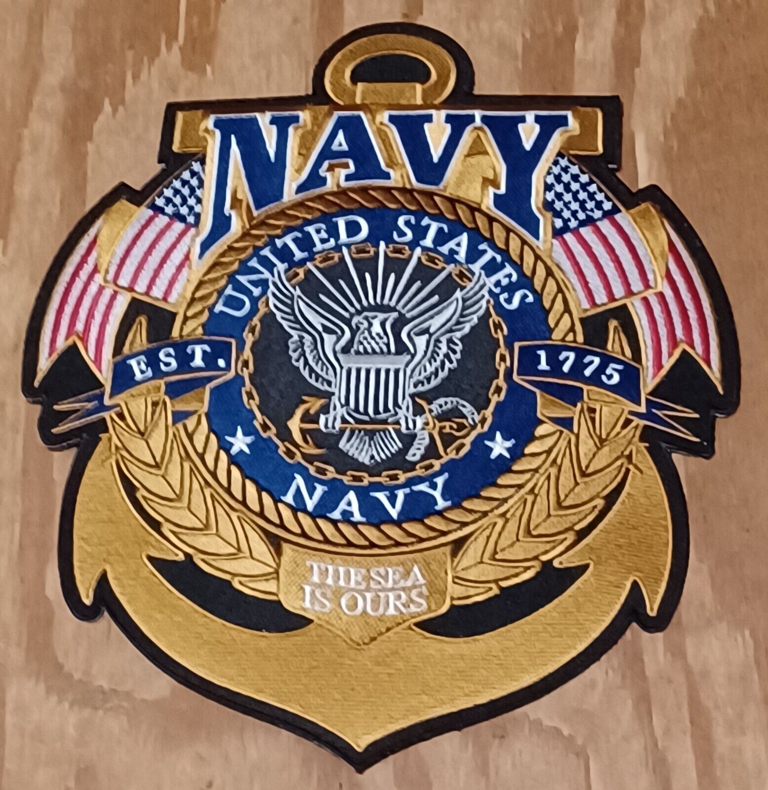 US NAVY CUSTOM   11 by 9.25 inch Back Patch