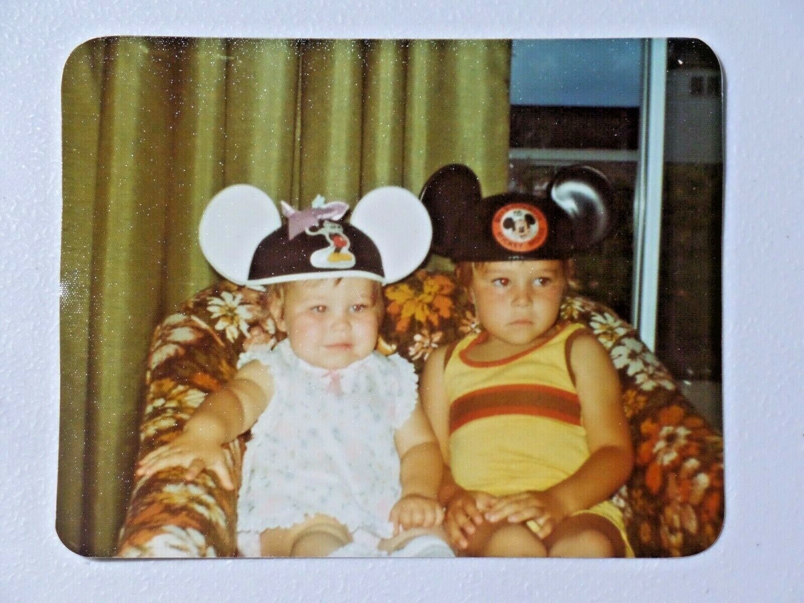 Vintage Photograph Cute Kids in Mickey Mouse Club Ears 1975 7234