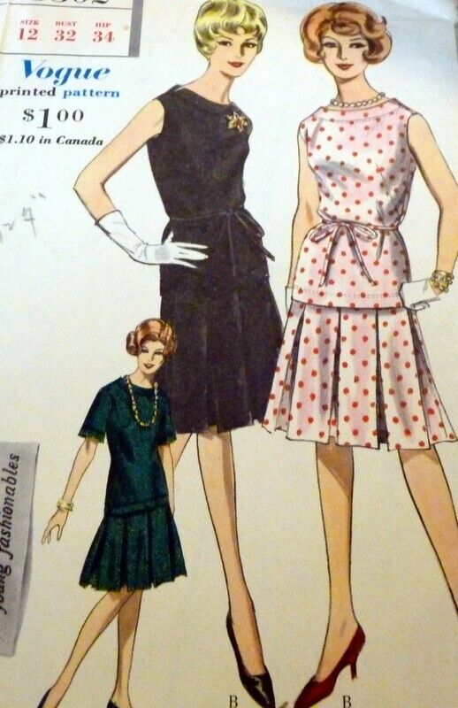 *LOVELY VTG 1960s DRESS VOGUE Sewing Pattern 12/32 FF