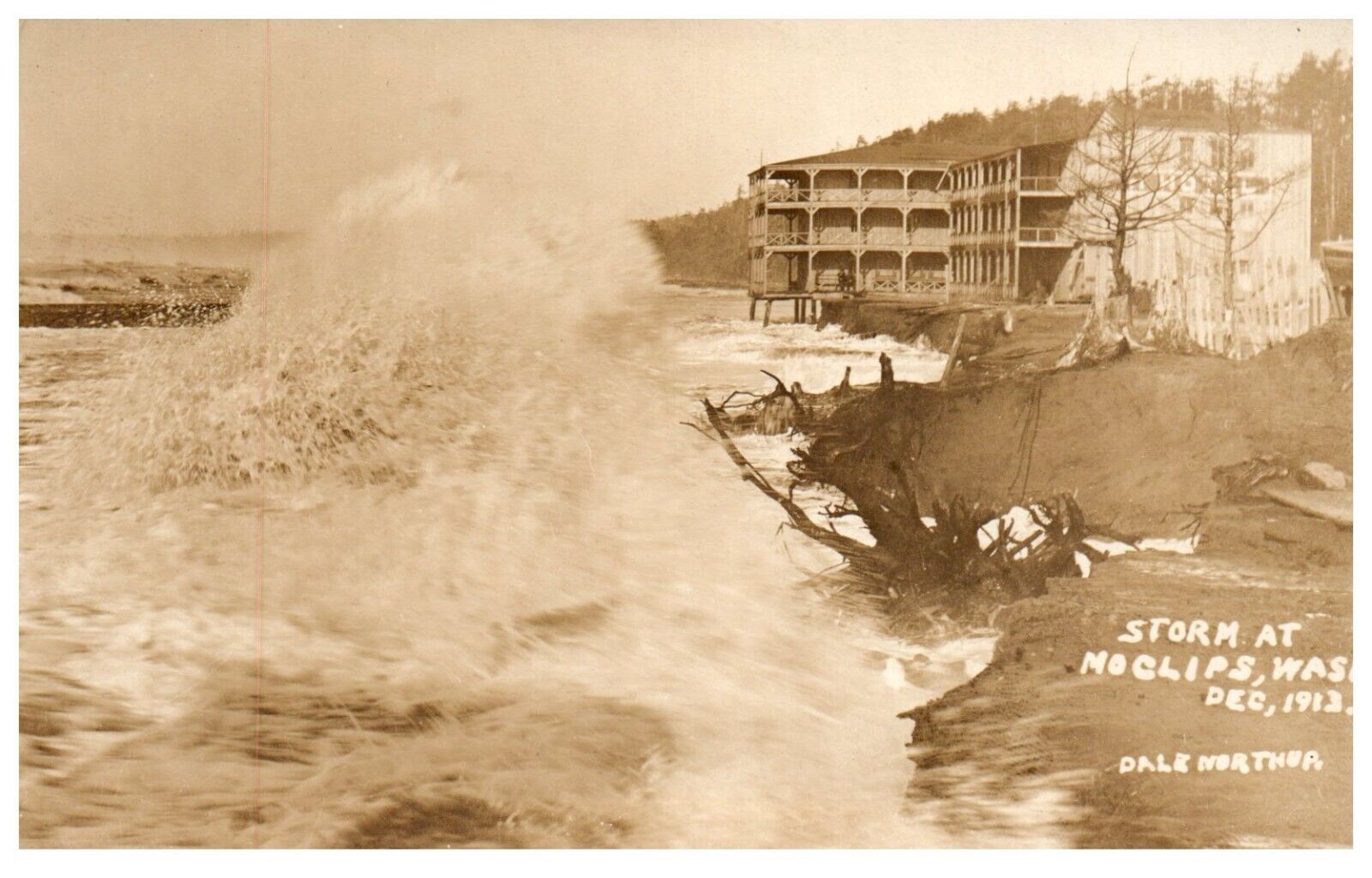 RPPC  Moclips Gray's Harbor Storm Washington December 1913 Postcard RARE