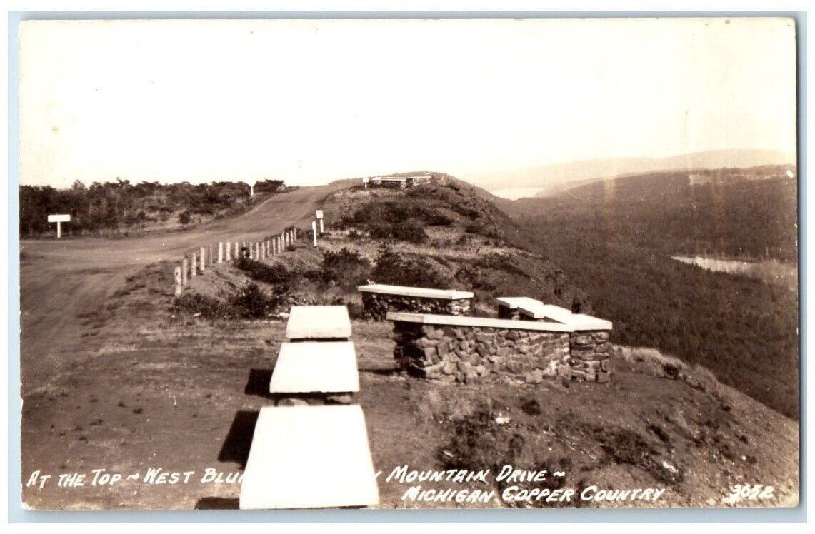 c1930\'s West Bluff Brockway Mountain Drive Copper Country MI RPPC Photo Postcard
