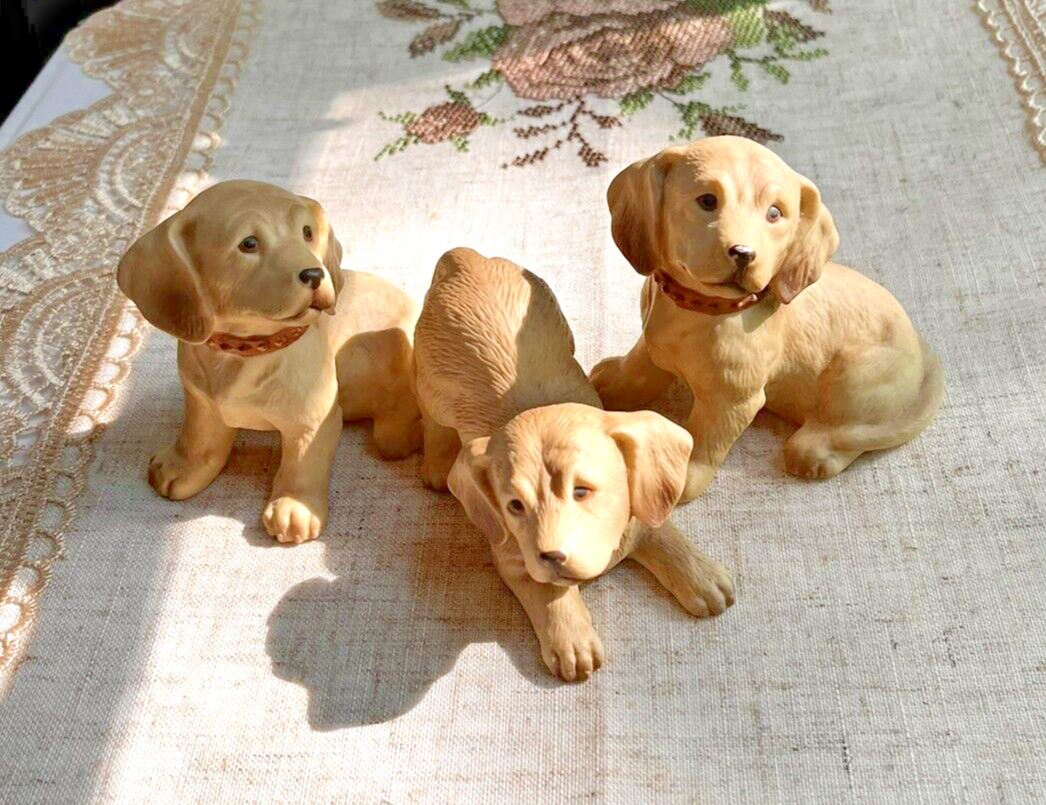 Lot of 3 Adorable Vintage Ceramic Homco Labrador (Lab) Puppies