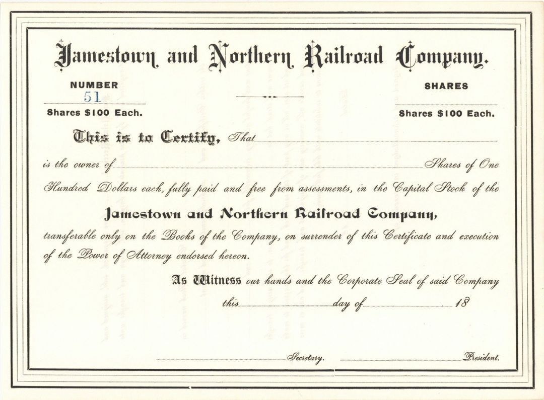Jamestown and Northern Railroad Co. - Northern Pacific Archive - Northern Pacifi