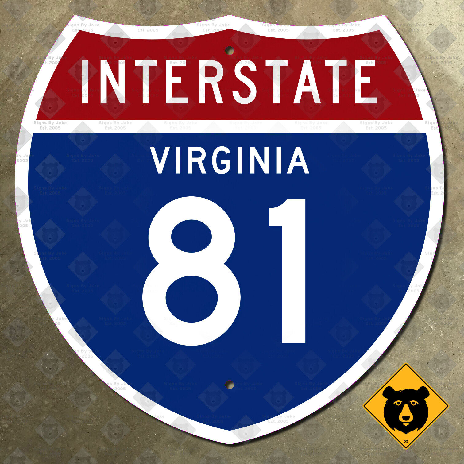 Virginia Interstate 81 highway route sign shield 1957 Roanoke Winchester 12x12