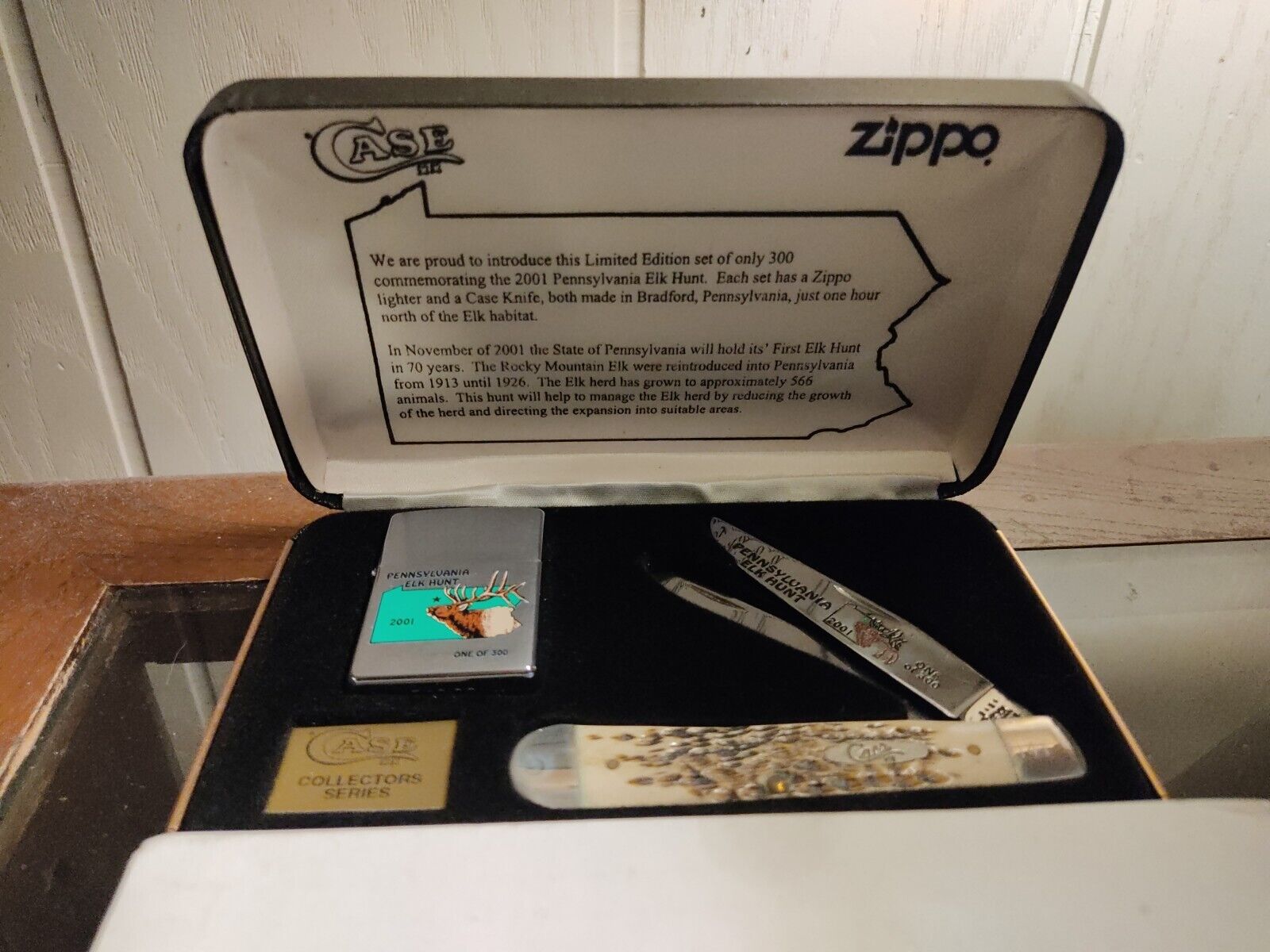Case Pa Elk Hunt 2001 & Zippo & Knife 1 of 300 New Complete Cib Rare Vintage 