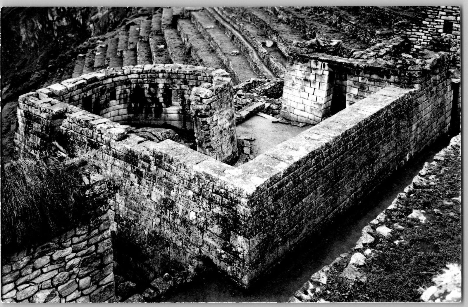 Tower Of Machupijchu Ruins Inca Citadel Cuzco Peru Vintage RPPC Postcard