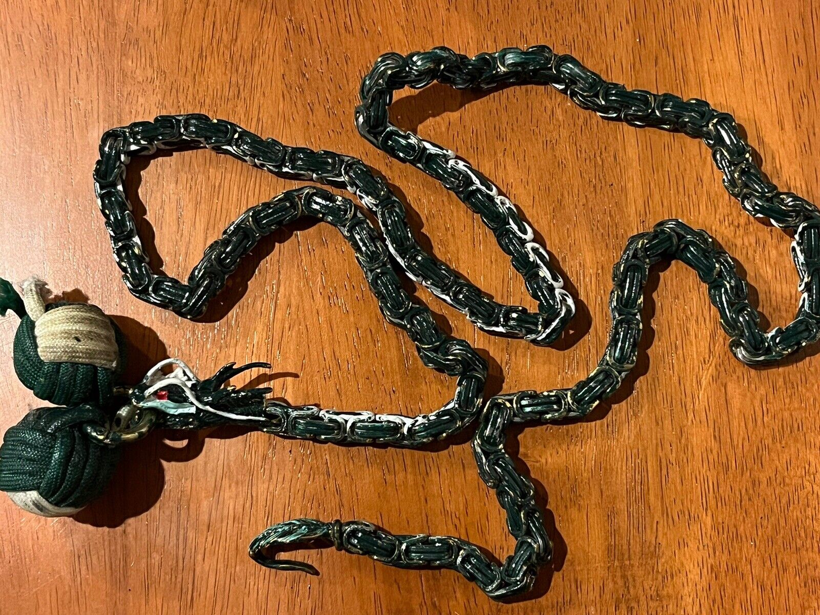 Vintage Dragon Chain With Monkey Balls Weapon, 40 Inches, Unique Self Defence