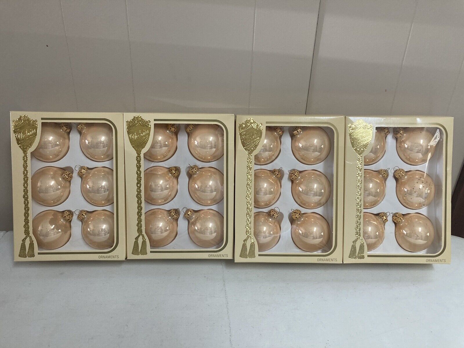 Vintage Rauch The Victoria Collection Pink Gold Christmas Ornaments 4 Boxes USA