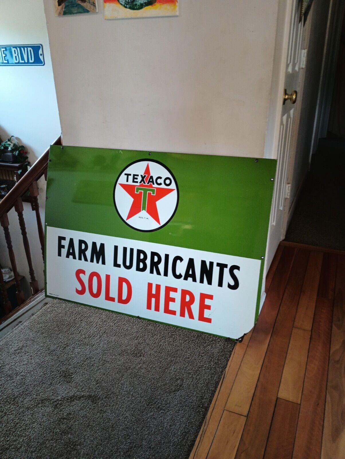 TEXACO FARM LUBRICANTS GAS OIL PORCELAIN GAS STATION SIGN ONLY ORIGINAL ON EBAY 