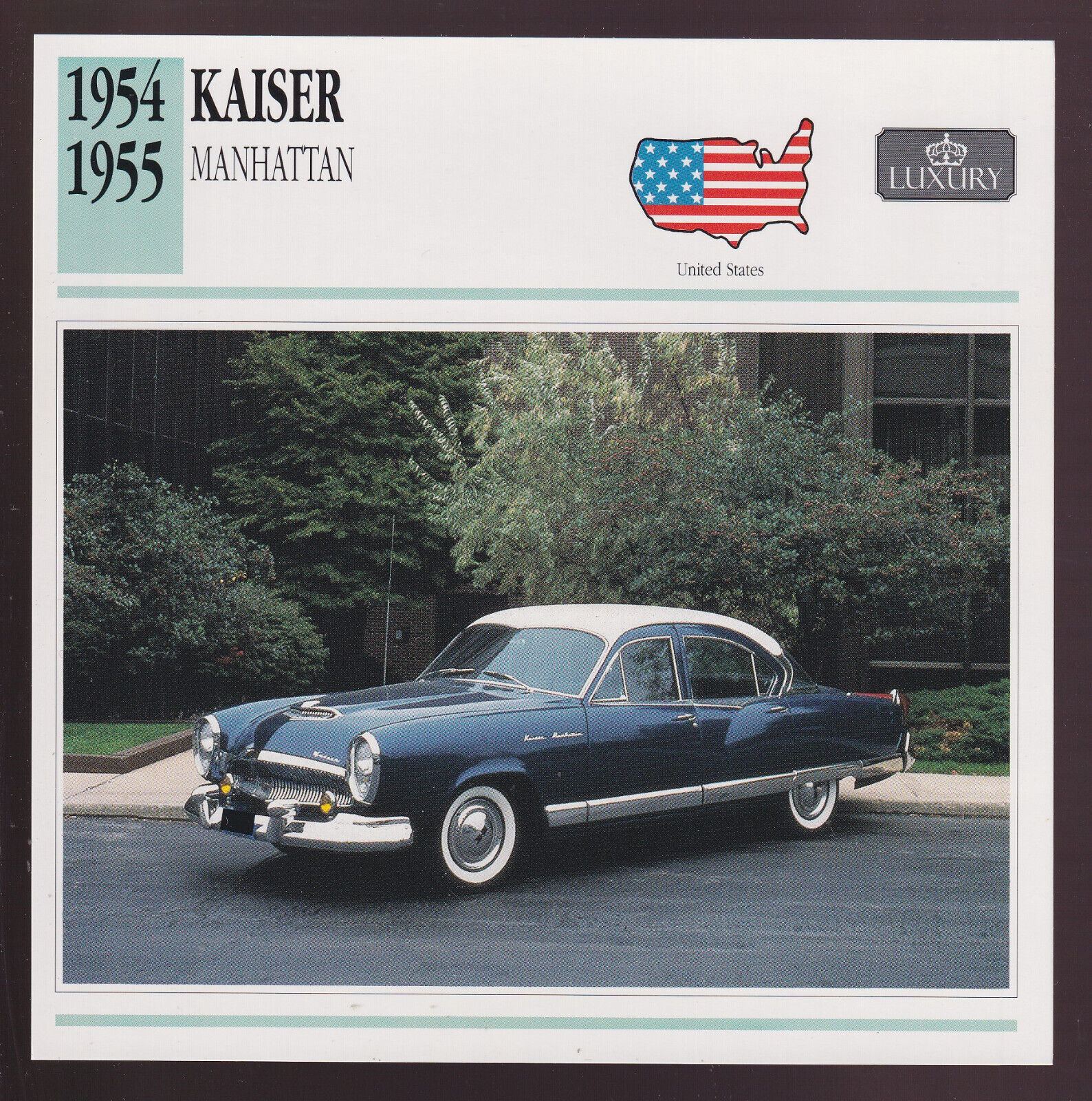 1954-1955 Kaiser-Darrin Manhattan Car Photo Spec Sheet Stat Info ATLAS CARD