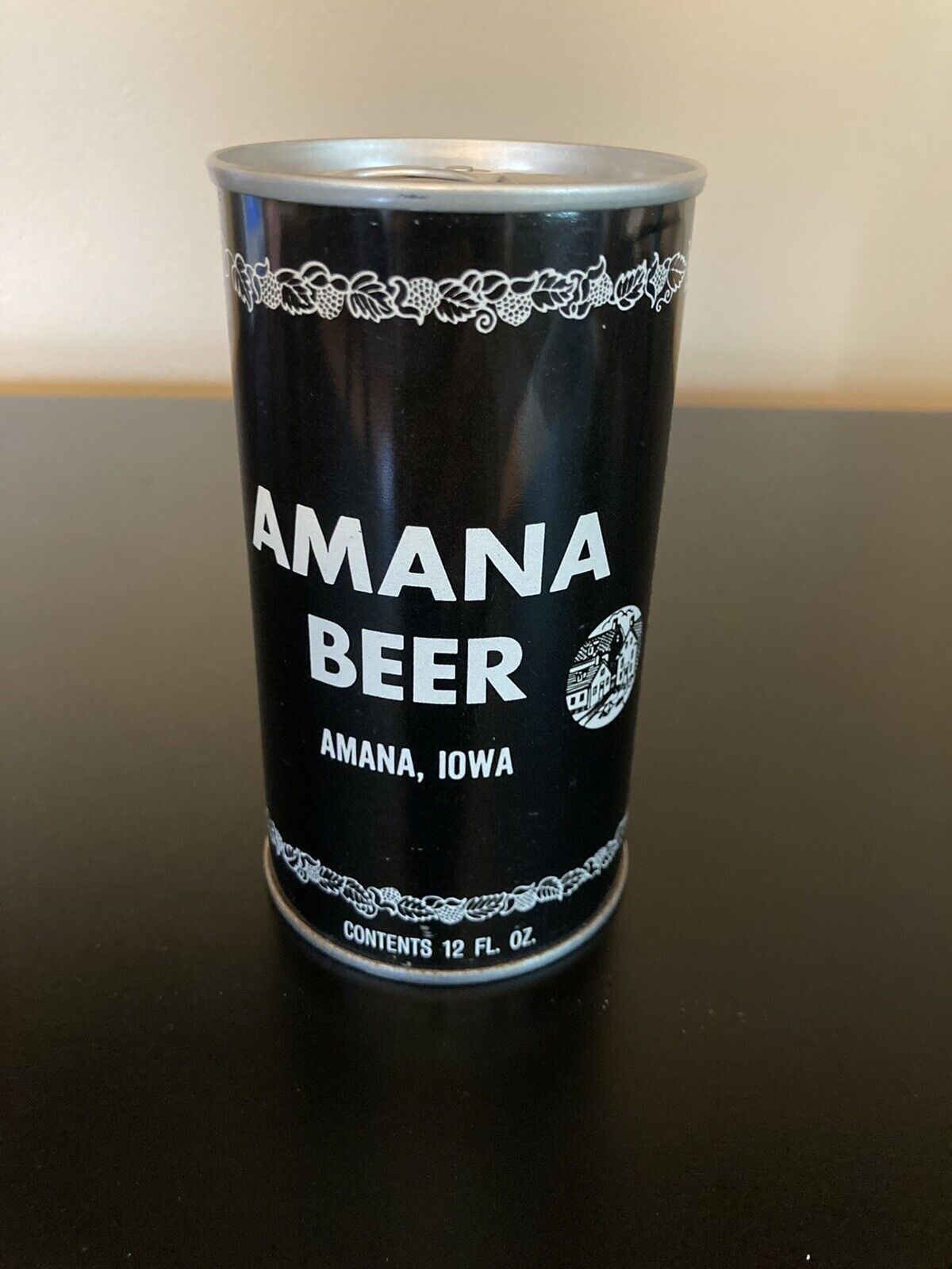 Amana Beer 12 oz. Pull-Tab Can, Amana, Iowa - Empty, Bottom-Opened