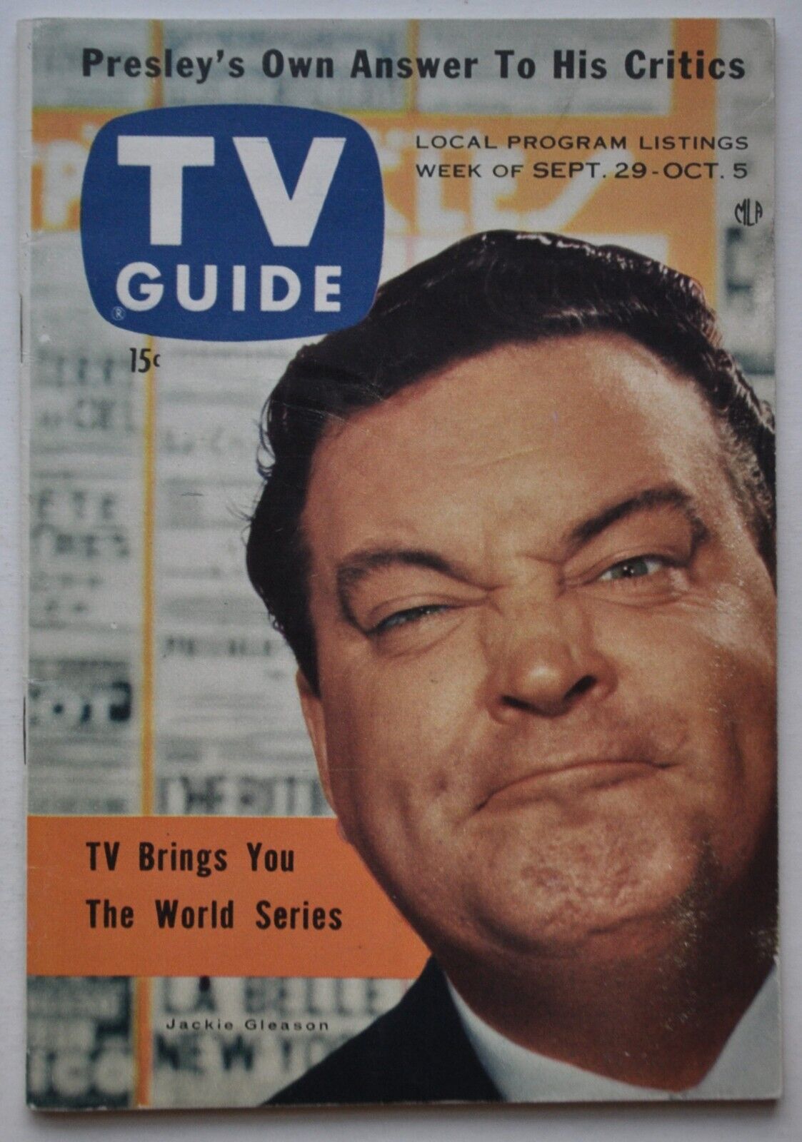 TV Guide September 1956 Jackie Gleason Elvis/Micky Mantle/Tanto