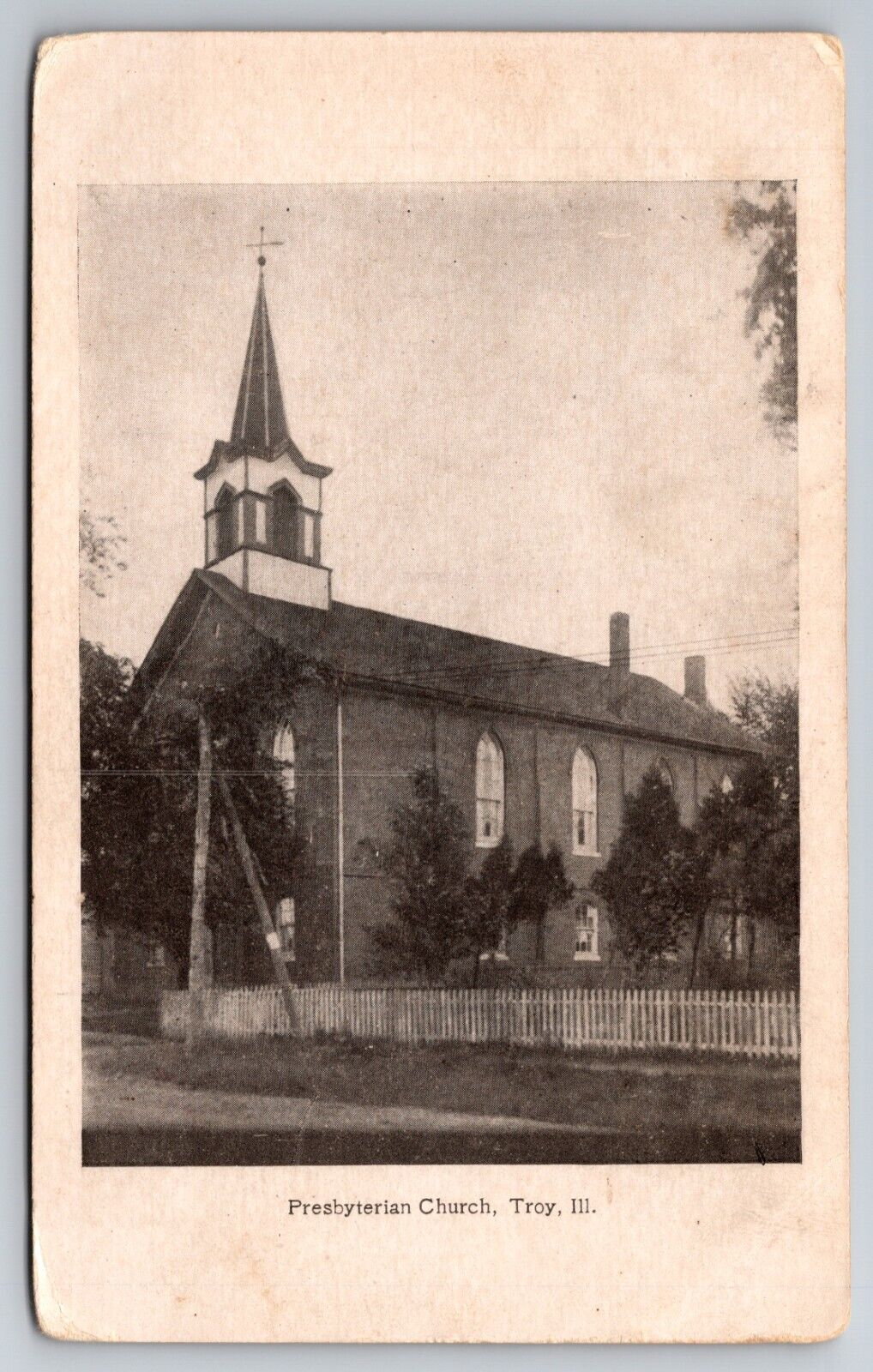 Presbyterian Church Troy Illinois IL c1910 Postcard