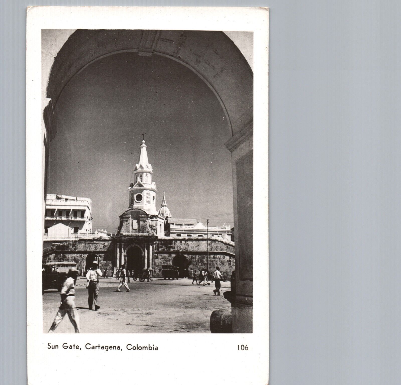 CARTAGENA COLOMBIA SUN GATE 1940s real photo postcard rppc religion public
