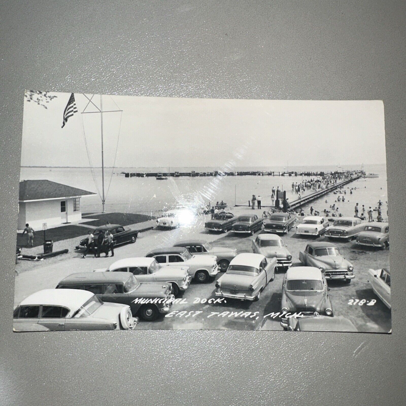 MICHIGAN RPPC East Tawas Municipal Dock Real Photo Postcard