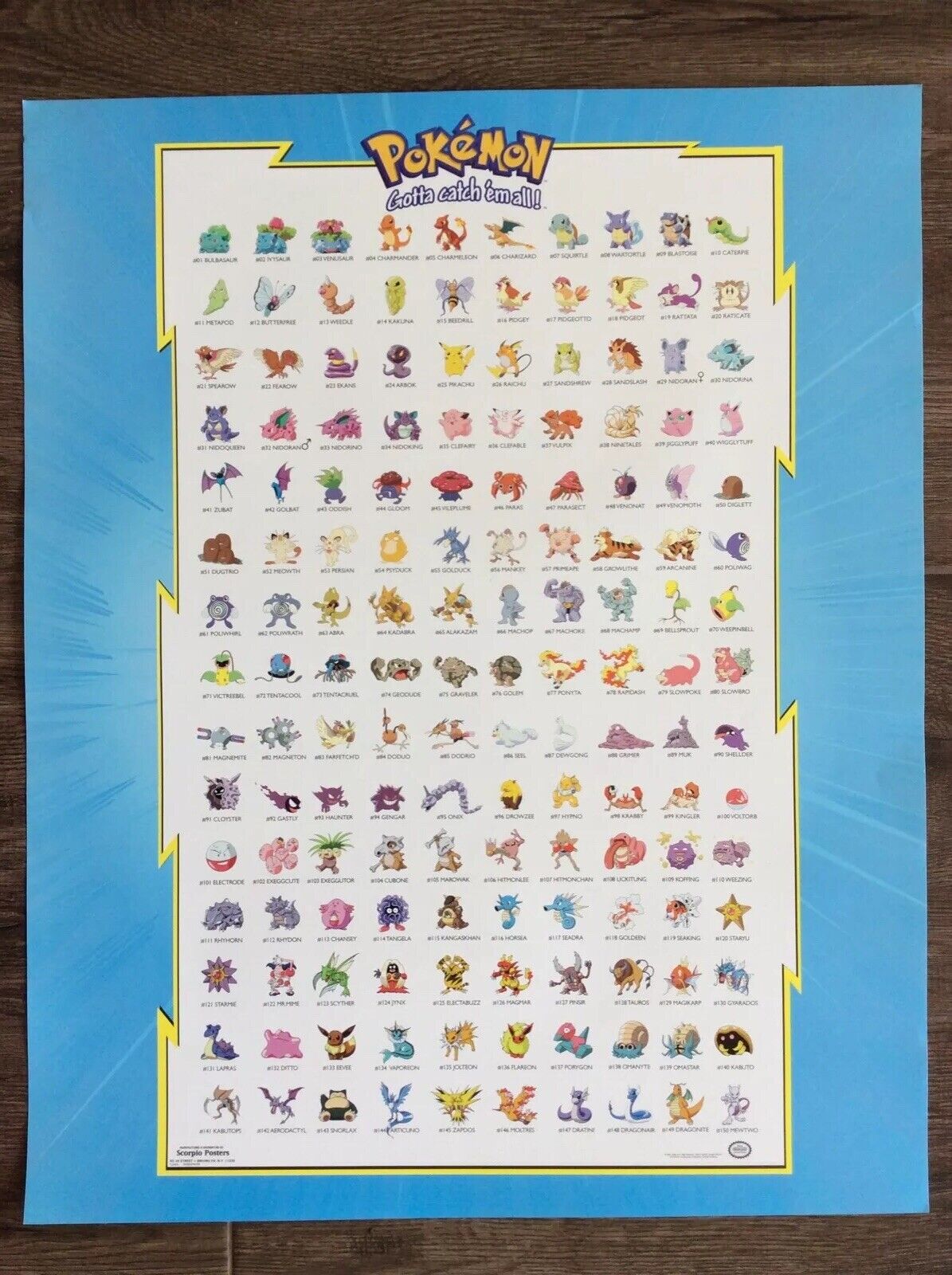 Pokemon Gotta catch 'em all Original 150 Pokemon Poster 1998 Nintendo Anime 