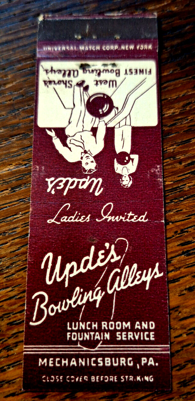 Vintage Matchbook: Upde\'s Bowling Alleys, Mechanicsburg, PA