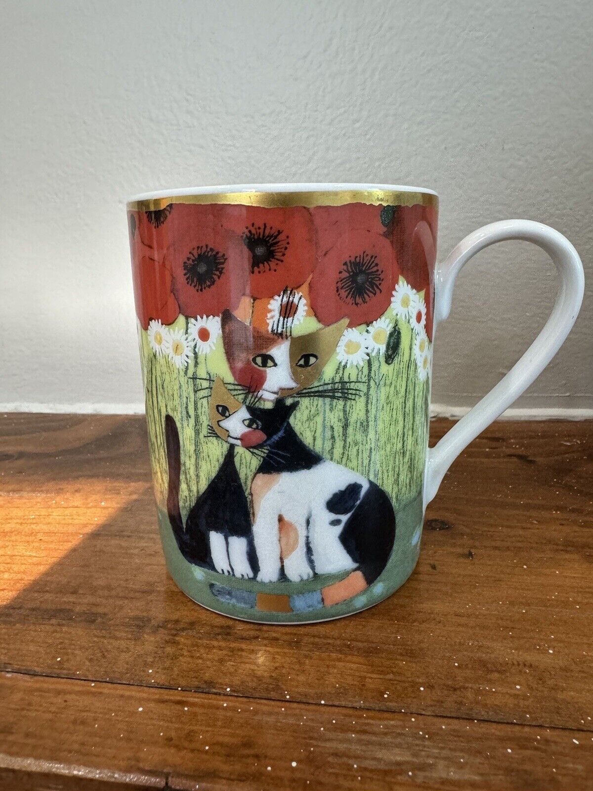 Goebel Rosina Wachtmeister Cats Coffee Mug Nico Nicola 8 Oz Poppies