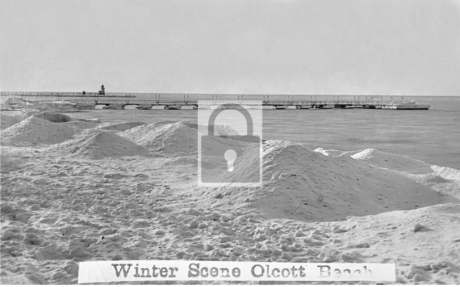 Winter Scene Olcott Beach Pier New York NY Reprint Postcard