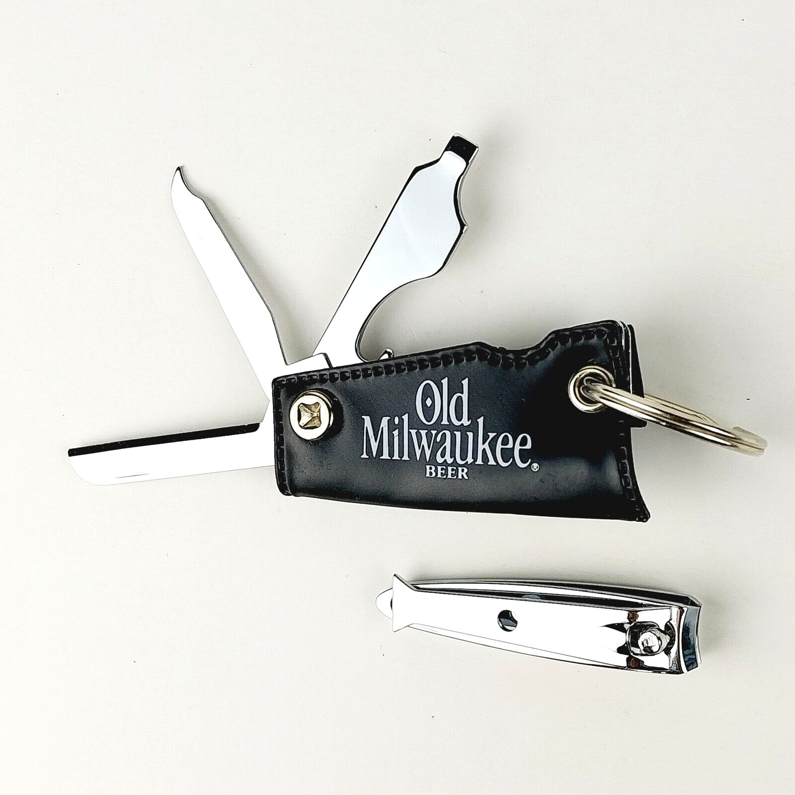 Vintage Old Milwaukee Beer Dealer Promo Multi-Tool Knife & Nail Keychain - RARE