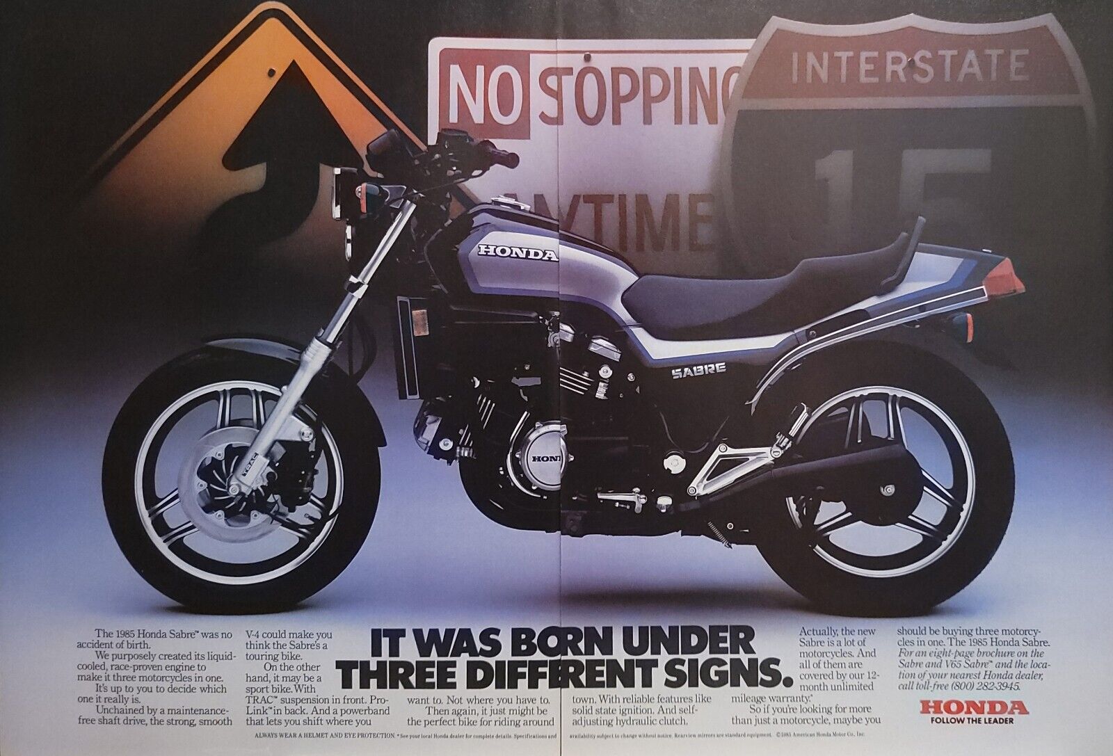 1985 Honda Sabre V65 1100 2p Motorcycle Print Ad