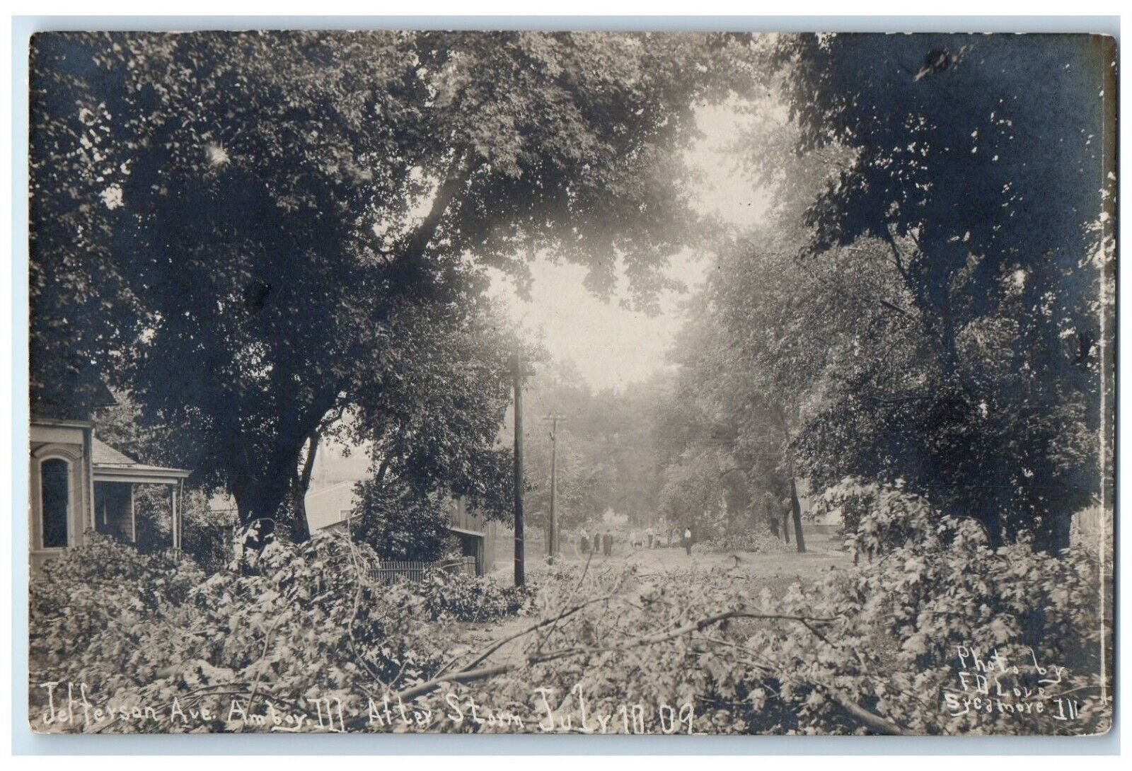 1909 Jefferson Avenue Amboy Illinois IL After Storm RPPC Photo Antique Postcard