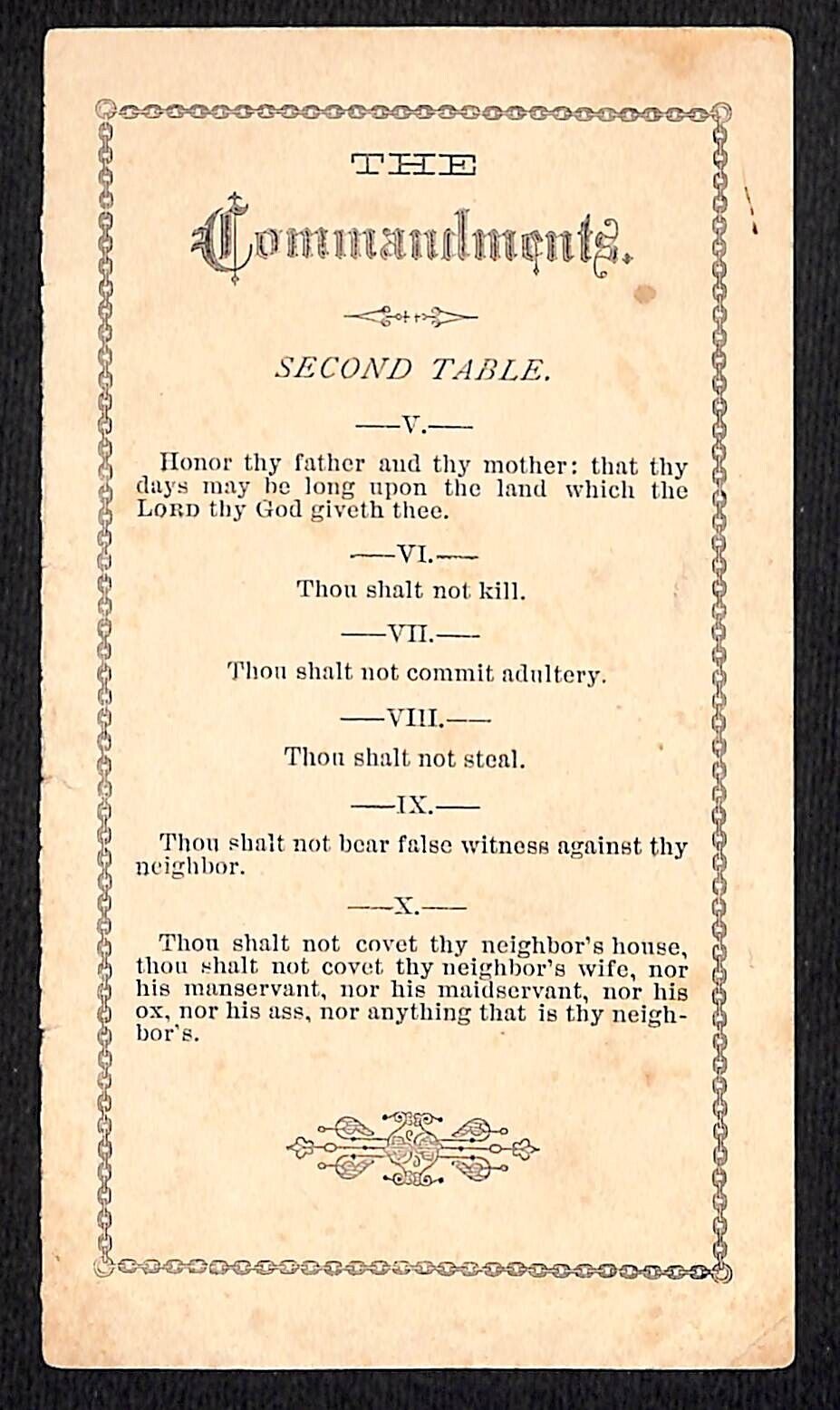 The Commandments c1880\'s-1900 on 2 Small Sheets